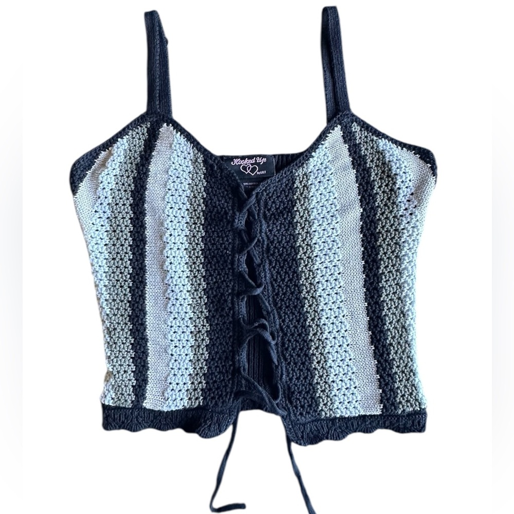 Hooked Up by IOT Lace-Up Crop Top